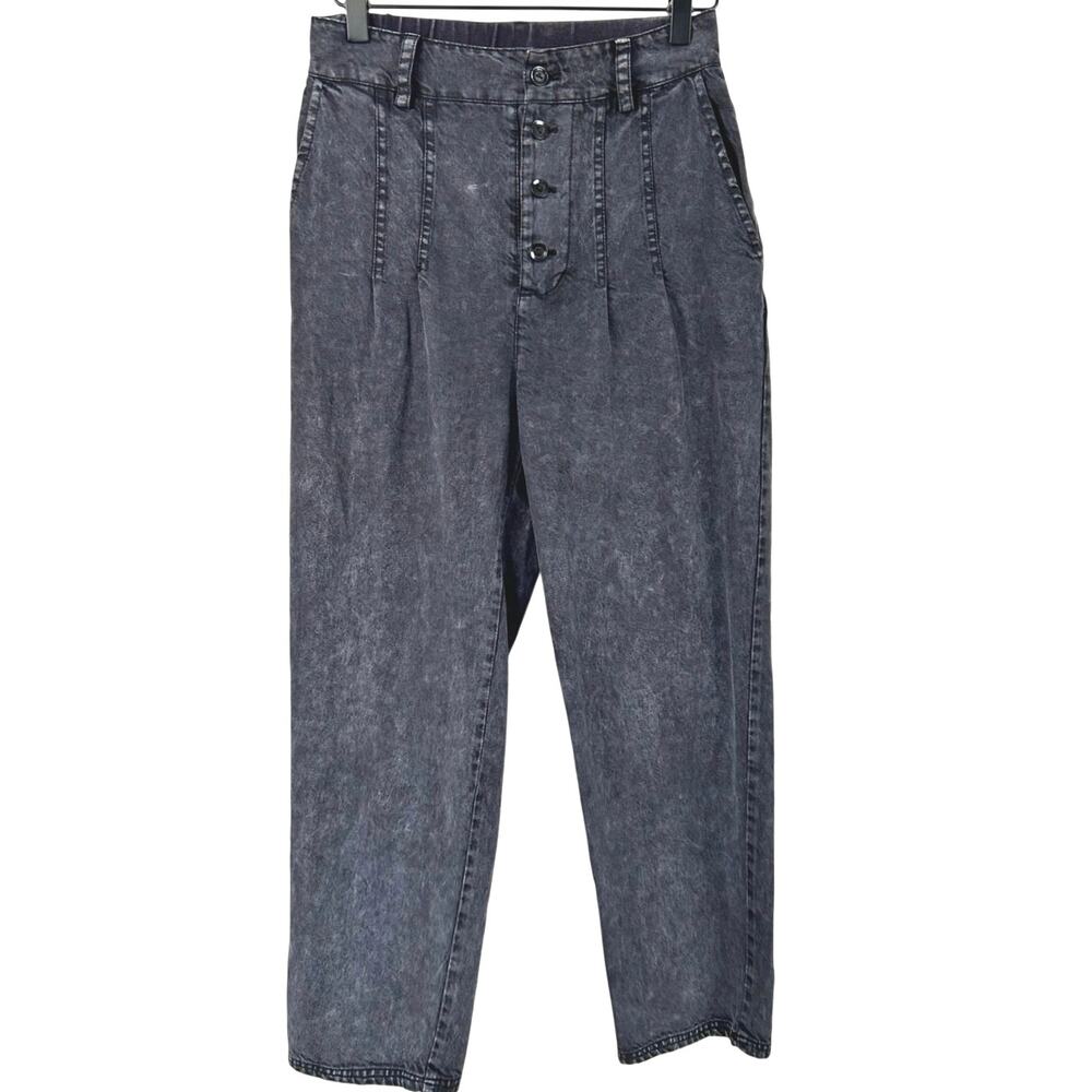 YFB Young Fabulous & Broke Black Acid Wash Button Fly Barrel Jeans S
